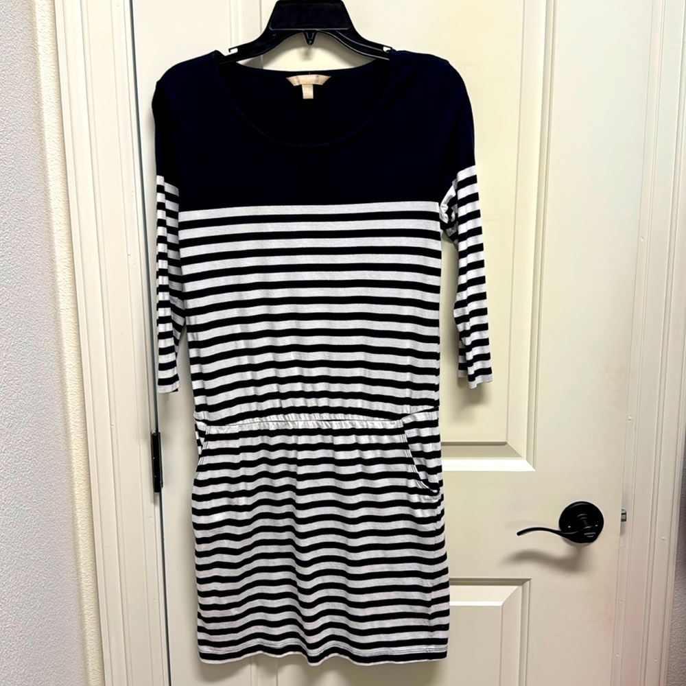 Banana Republic navy & white striped dress, size small